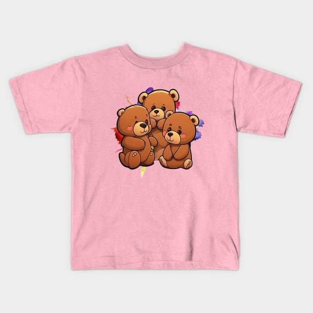 3 TINY BEARS #1 Kids T-Shirt by RickTurner